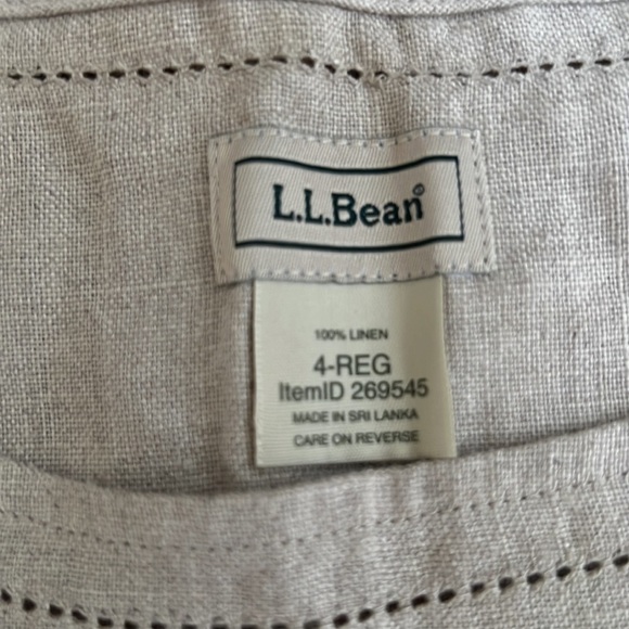 L.L.Bean tan SZ 4, short sleeve linen dress with hem detail. - Picture 6 of 7